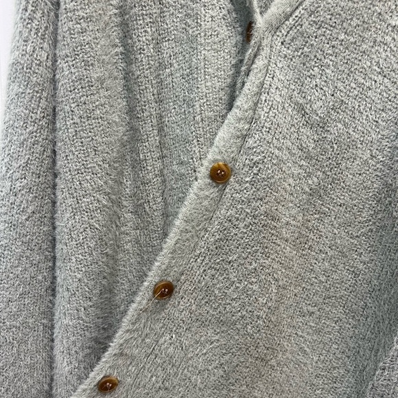 Like new! Super soft light green cardigan! Brown buttons on the front. - Picture 2 of 3